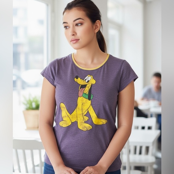 Disney Pluto Shirt Womens XXL Disneyland Disney World Distressed Style Sheer Tee - Picture 7 of 7